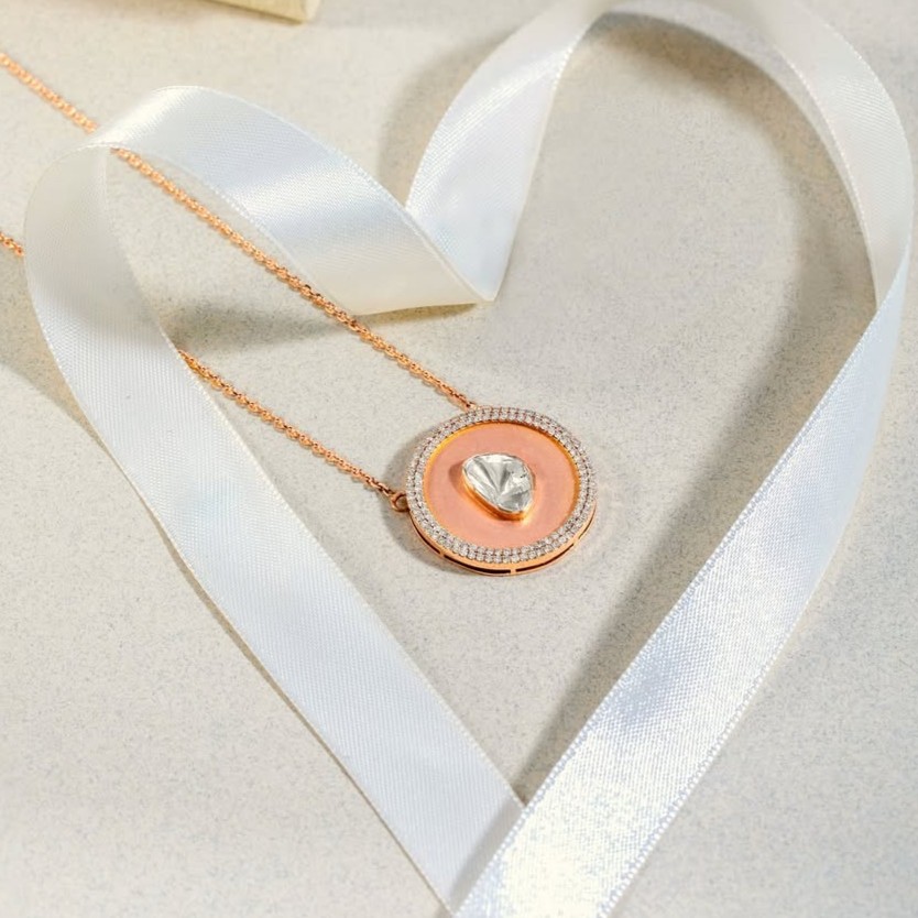 Rose gold diamond pendant necklace